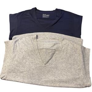 Pair 2 Ministry Of Supply Women’s L Merino Wool Blend V Neck T Shirts Sleeveless